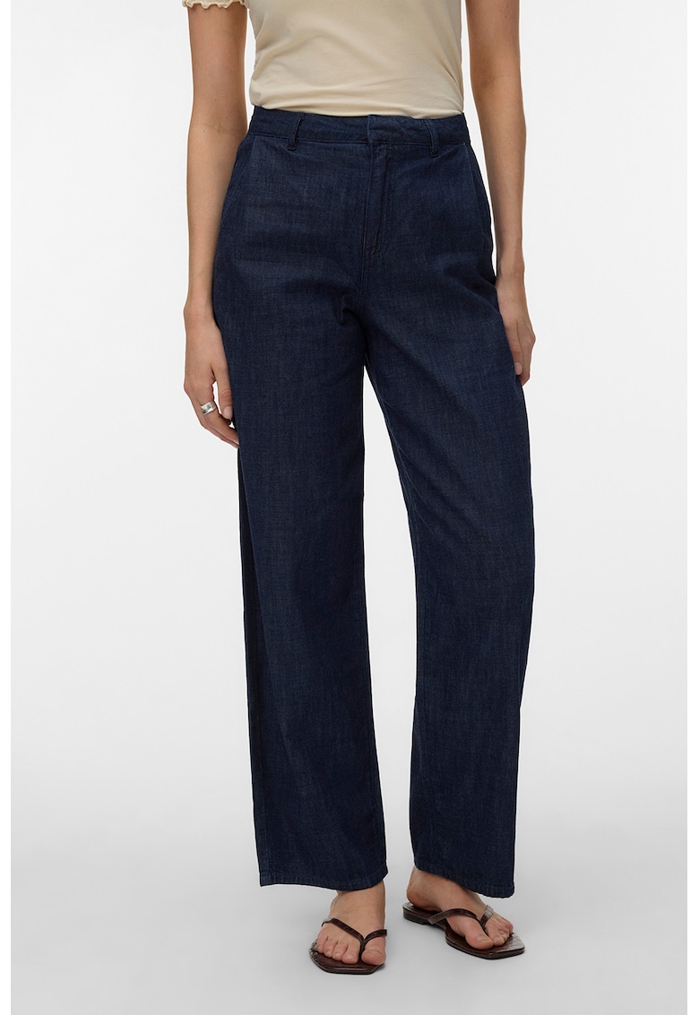 Pantaloni drepti din denim - Bleumarin