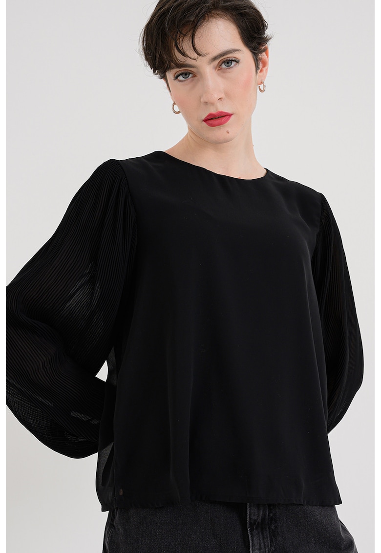 Bluza vaporoasa cu maneci lungi - Negru