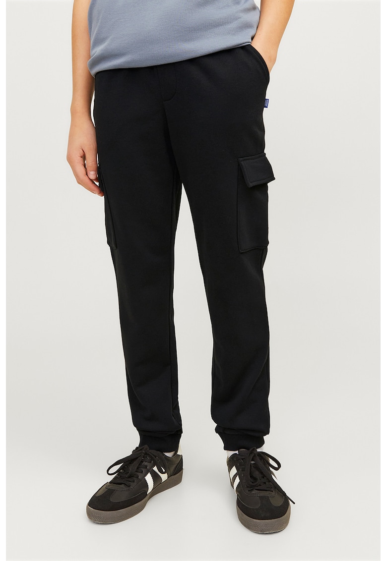 Pantaloni de trening cargo cu snur de ajustare - Negru