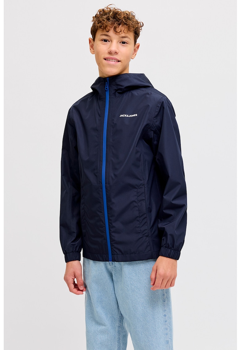 Jacheta cu gluga si finisaj rezistent la apa - Albastru royal/Bleumarin