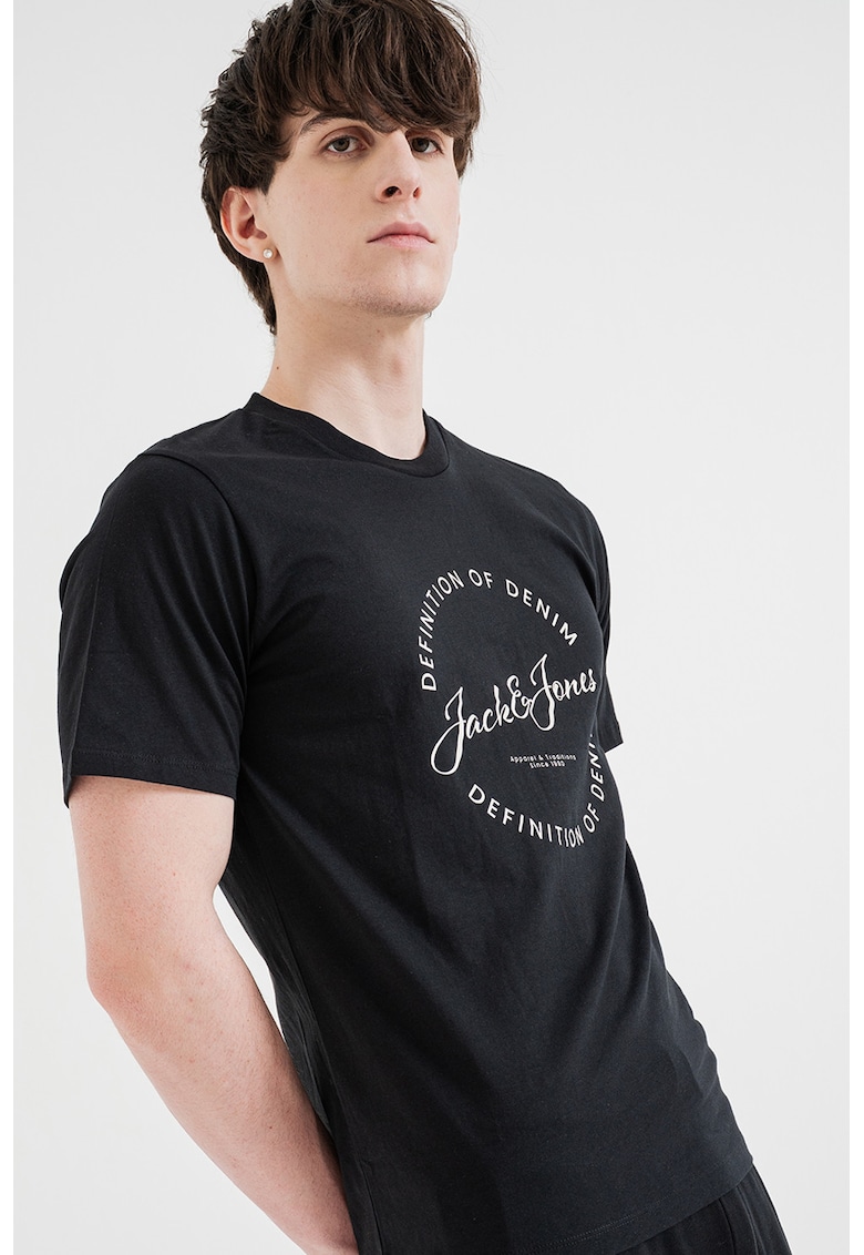 Tricou de bumbac cu imprimeu logo - Negru