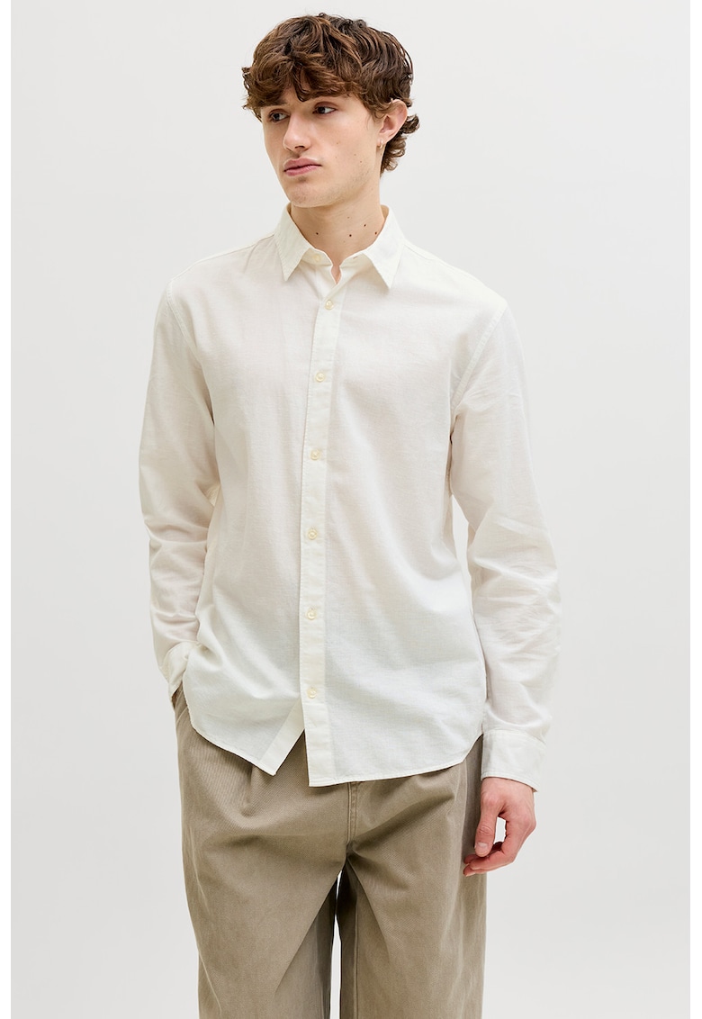 Camasa regular-fit din amestec de in - Alb fildes