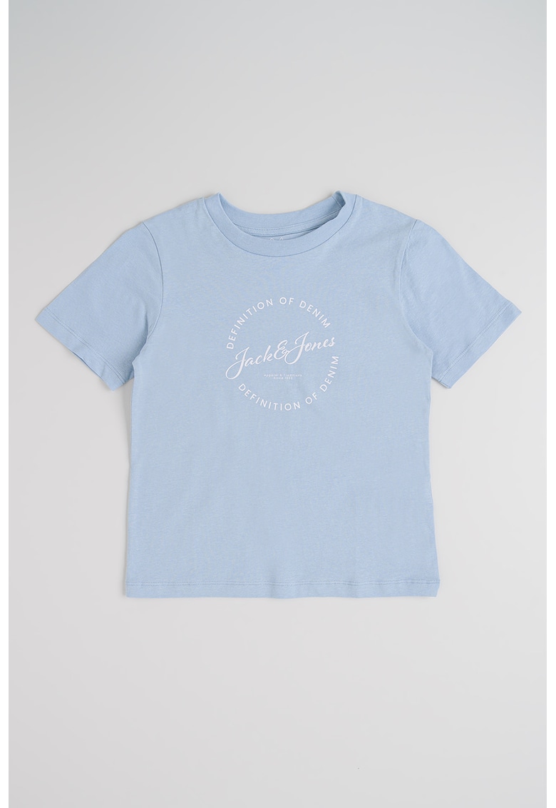 Tricou din bumbac cu imprimeu logo - Alb/Albastru lavanda