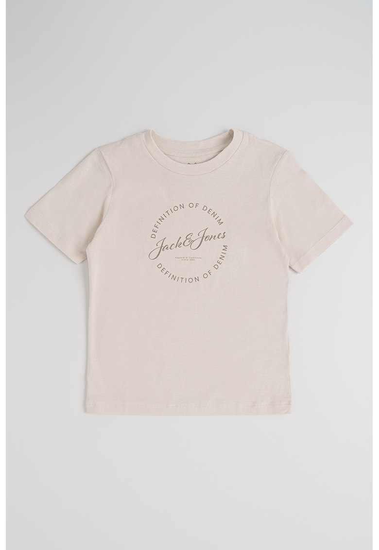 Tricou din bumbac cu imprimeu logo - Crem