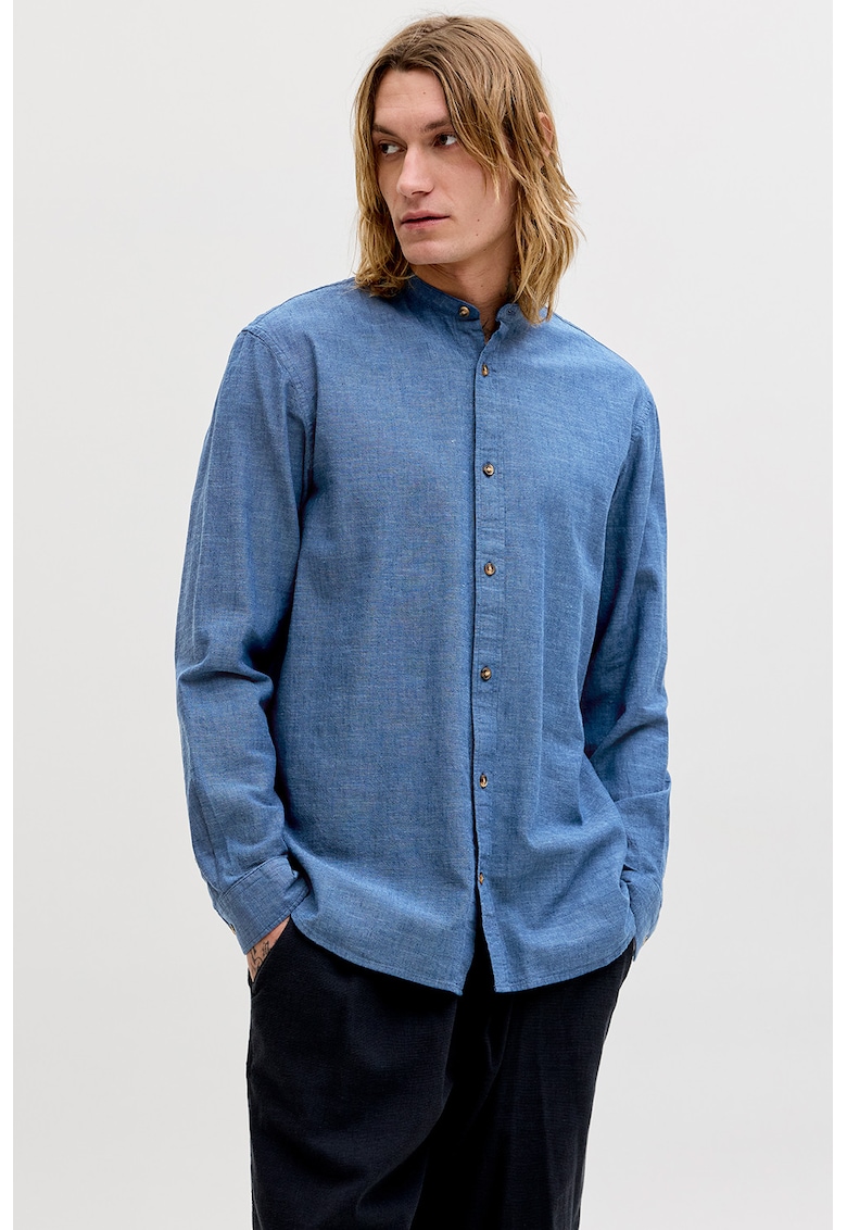 Camasa din amestec de bumbac organic si in - Albastru royal