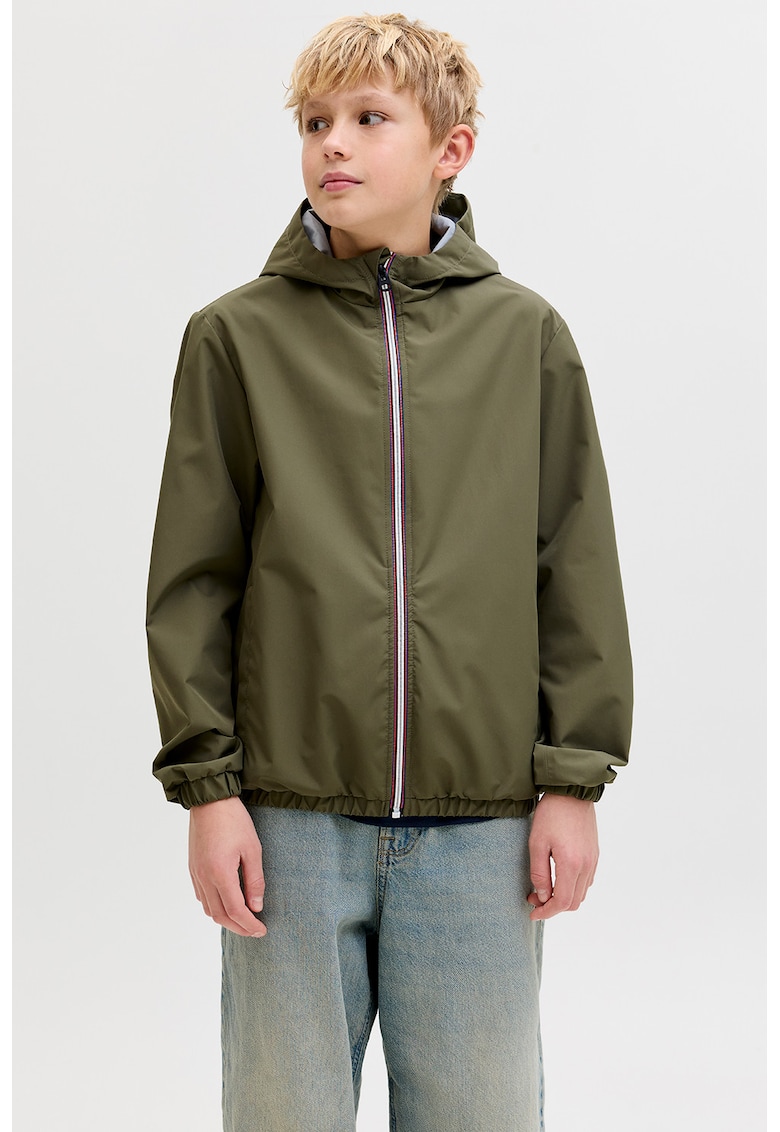Jacheta cu buzunare laterale si gluga - Verde sparanghel