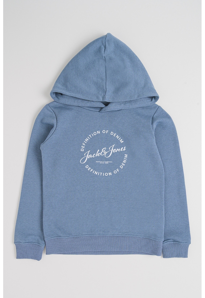 Hanorac din amestec de bumbac cu imprimeu logo - Alb/Albastru prafuit