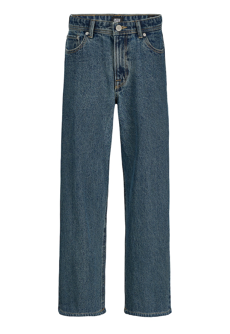 Blugi relaxed-fit cu model uni - Albastru prafuit/Albastru petrol