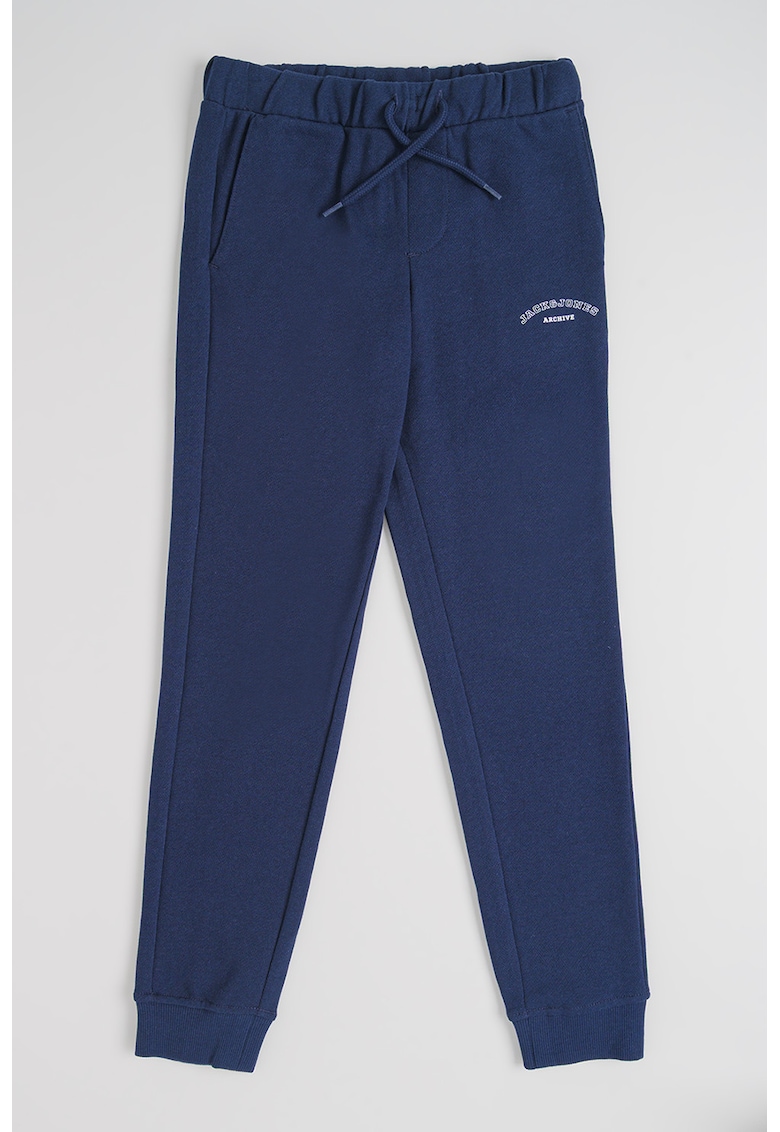 Pantaloni de trening cu snur de ajustare si buzunare oblice - Bleumarin