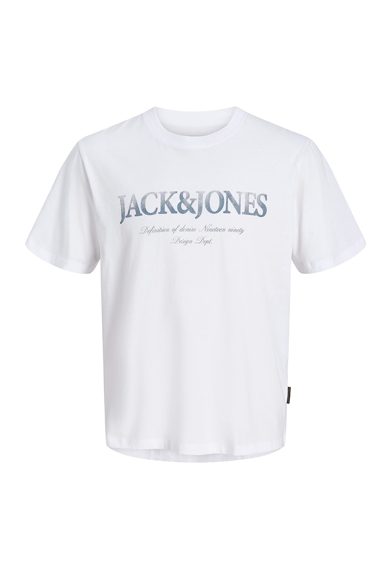 Tricou din bumbac cu imprimeu logo - Albastru inchis/Alb optic