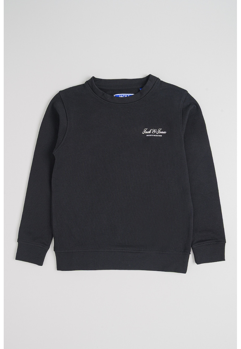 Bluza de trening din amestec de bumbac organic cu decolteu la baza gatului - Negru