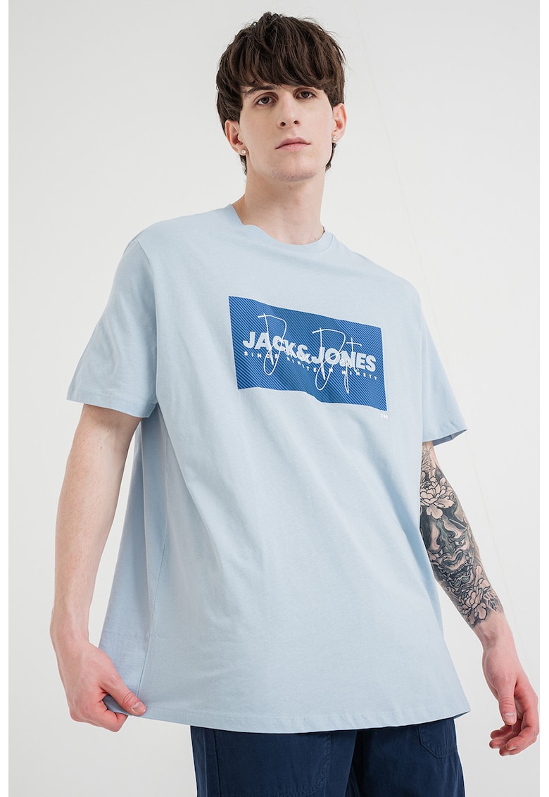 Tricou cu imprimeu logo - Alb/Albastru glaciar