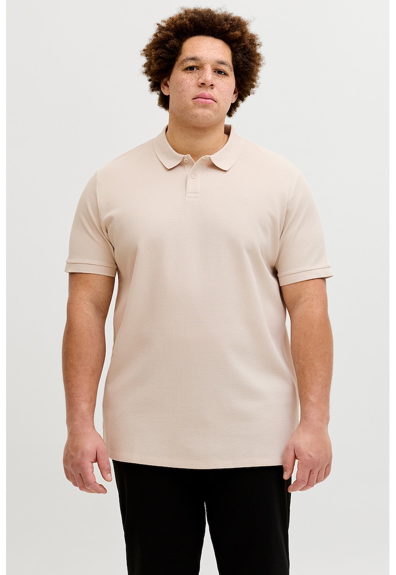 Set de triocuri polo cu model uni - 2 piese - Negru/Bej deschis