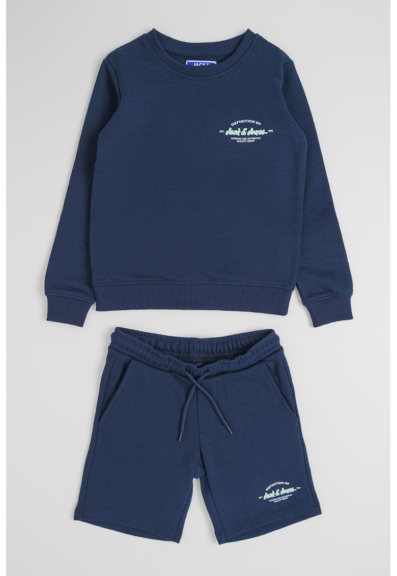 Trening din amestec de bumbac organic cu pantaloni scurti - Bleumarin