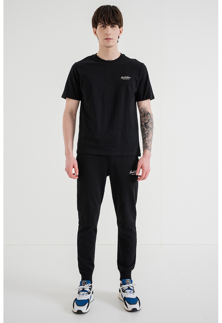 Set de tricou din bumbac organic si pantaloni de trening - Negru