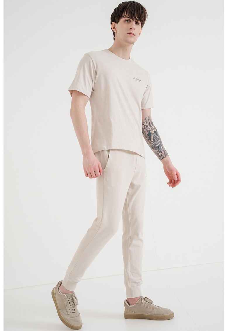 Set de tricou din bumbac organic si pantaloni de trening - Bej