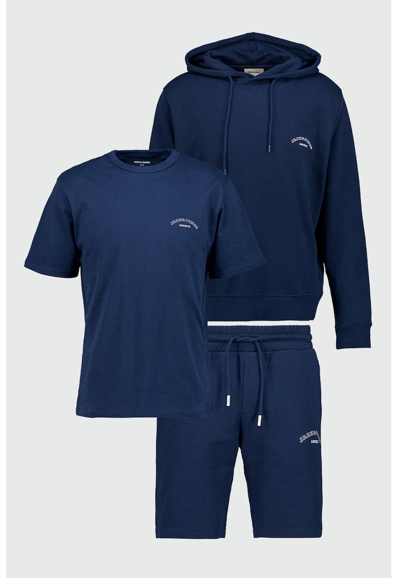 Set de tricou - hanorac si pantaloni scurti - 3 piese - Bleumarin