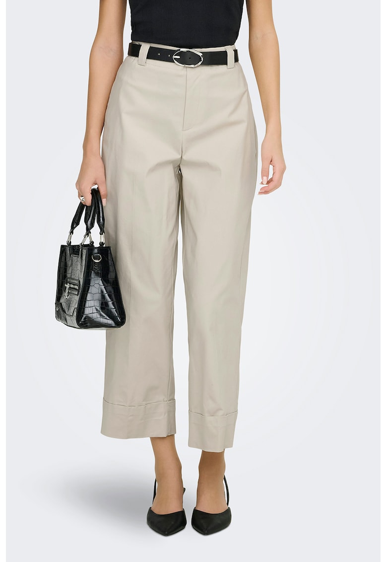 Pantaloni crop cu talie inalta - Maro/Maro camel