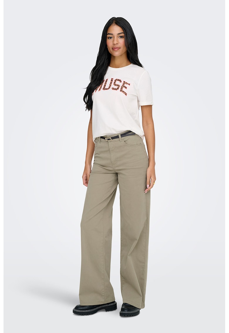 Pantaloni cu croiala ampla si design 5 buzunare - Grej