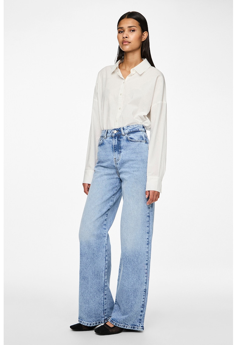 Blugi cu croiala ampla si talie medie - Albastru lavanda