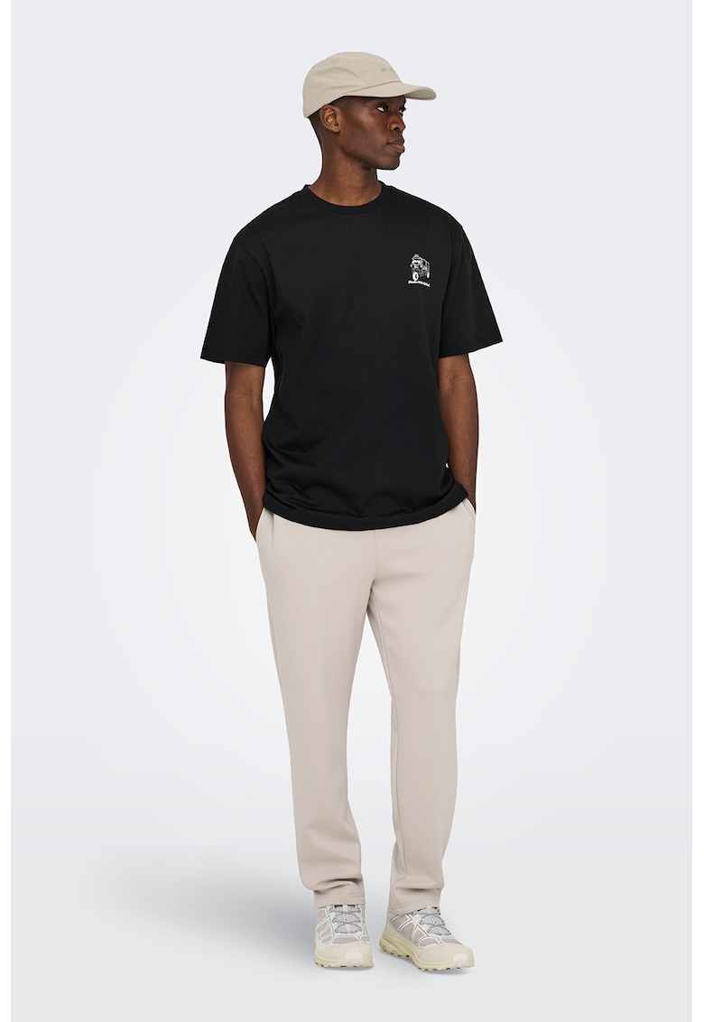 Tricou din bumbac organic cu imprimeu grafic - Alb/Negru