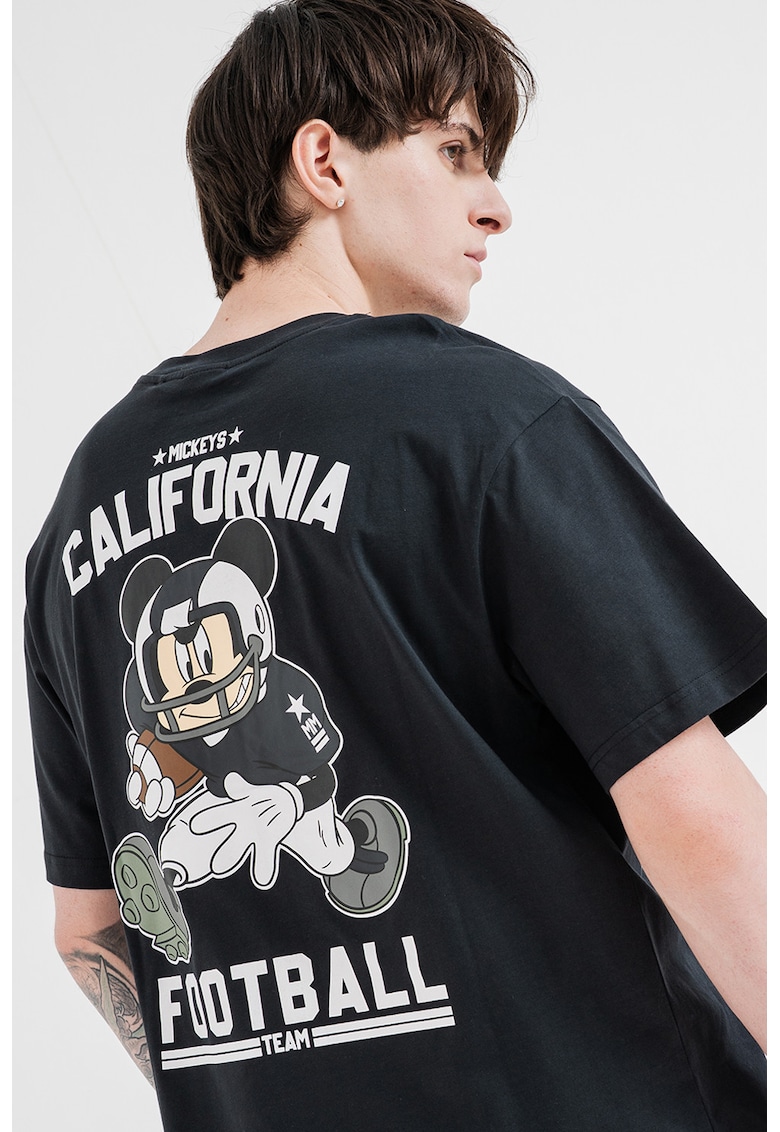 Tricou lejer cu imprimeu Mickey Mouse - Alb/Negru/Maro