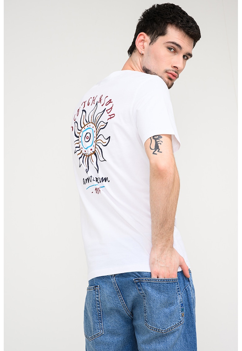 Tricou cu imprimeu grafic - Visiniu/Alb optic