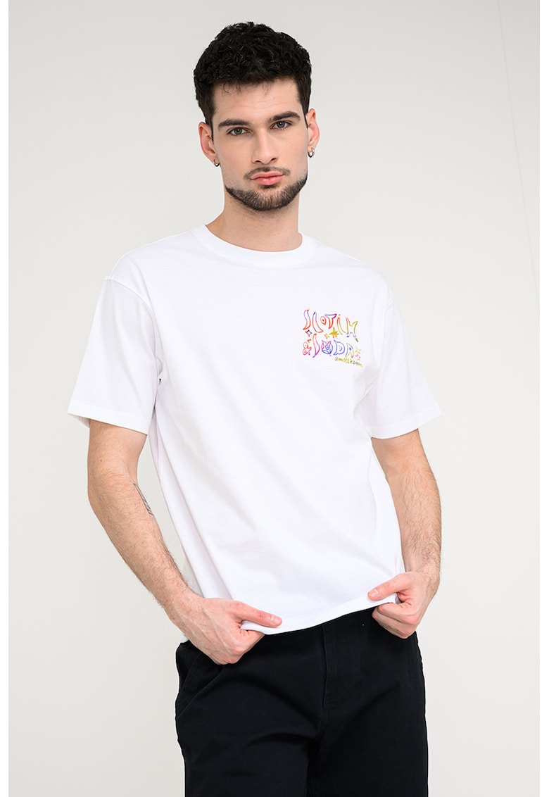 Tricou cu imprimeu grafic - Rosu/Alb optic