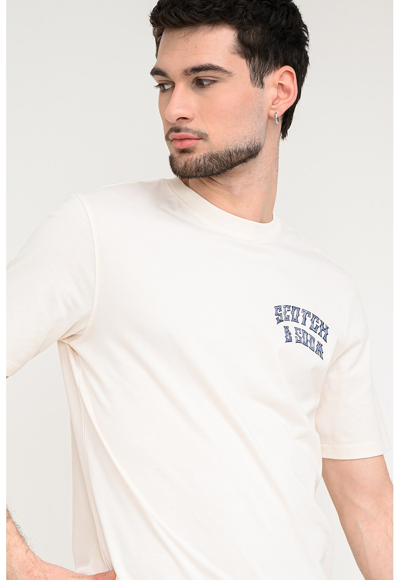 Tricou cu imprimeu grafic - Visiniu/Bej deschis