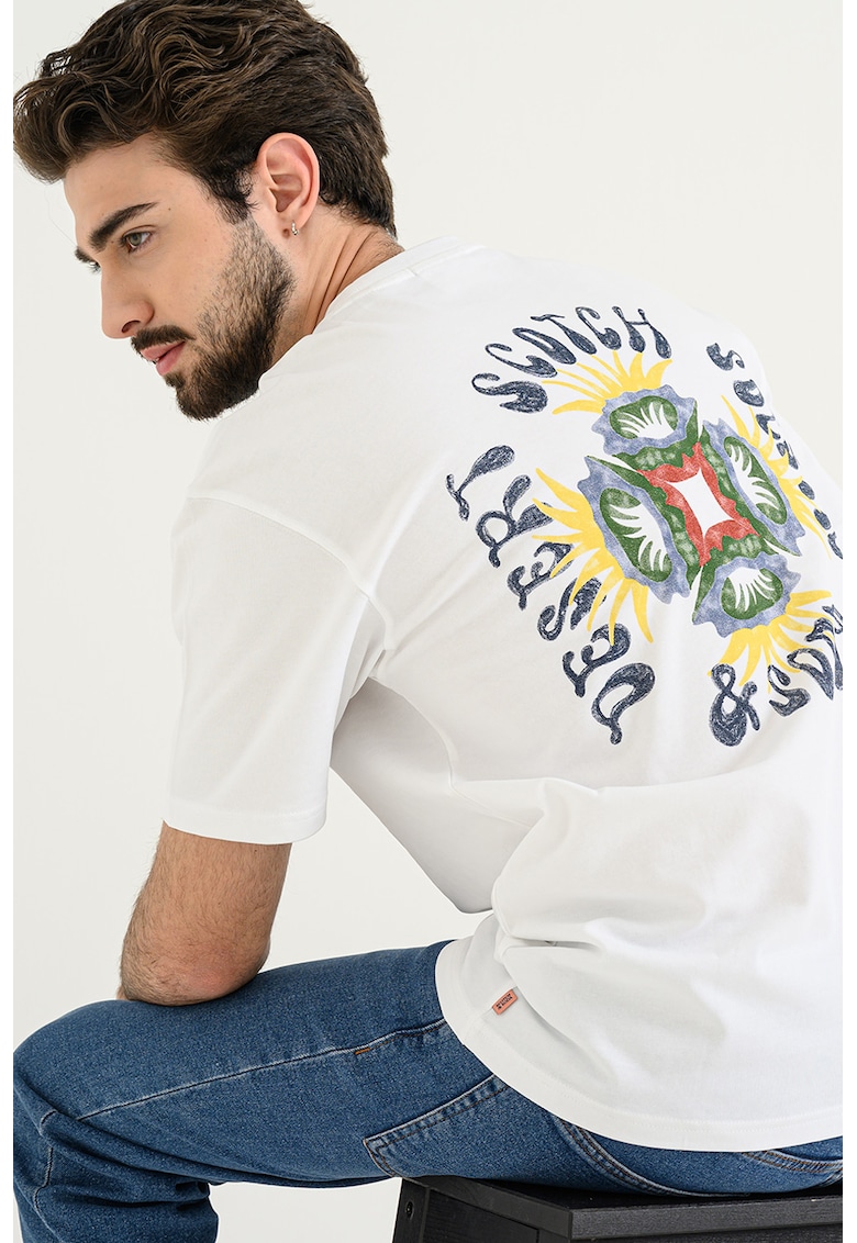 Tricou de bumbac cu imprimeu logo - Alb/Bleumarin
