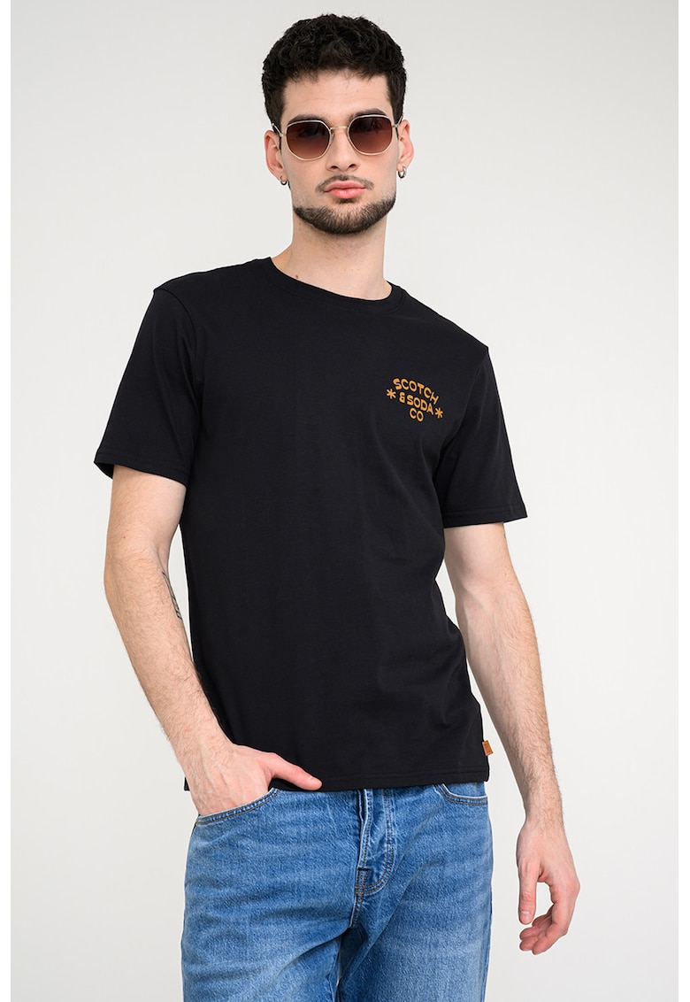 Tricou din bumbac organic cu imprimeu logo - Negru stins