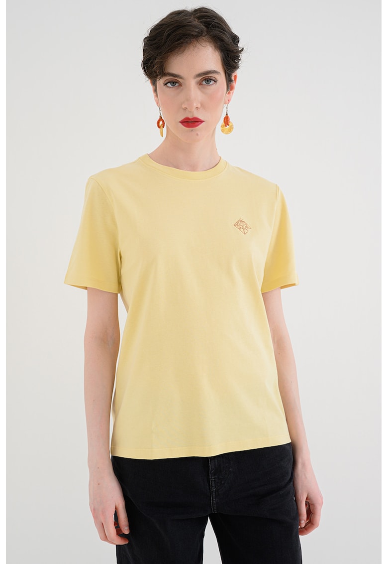 Tricou cu decolteu rotund - Galben