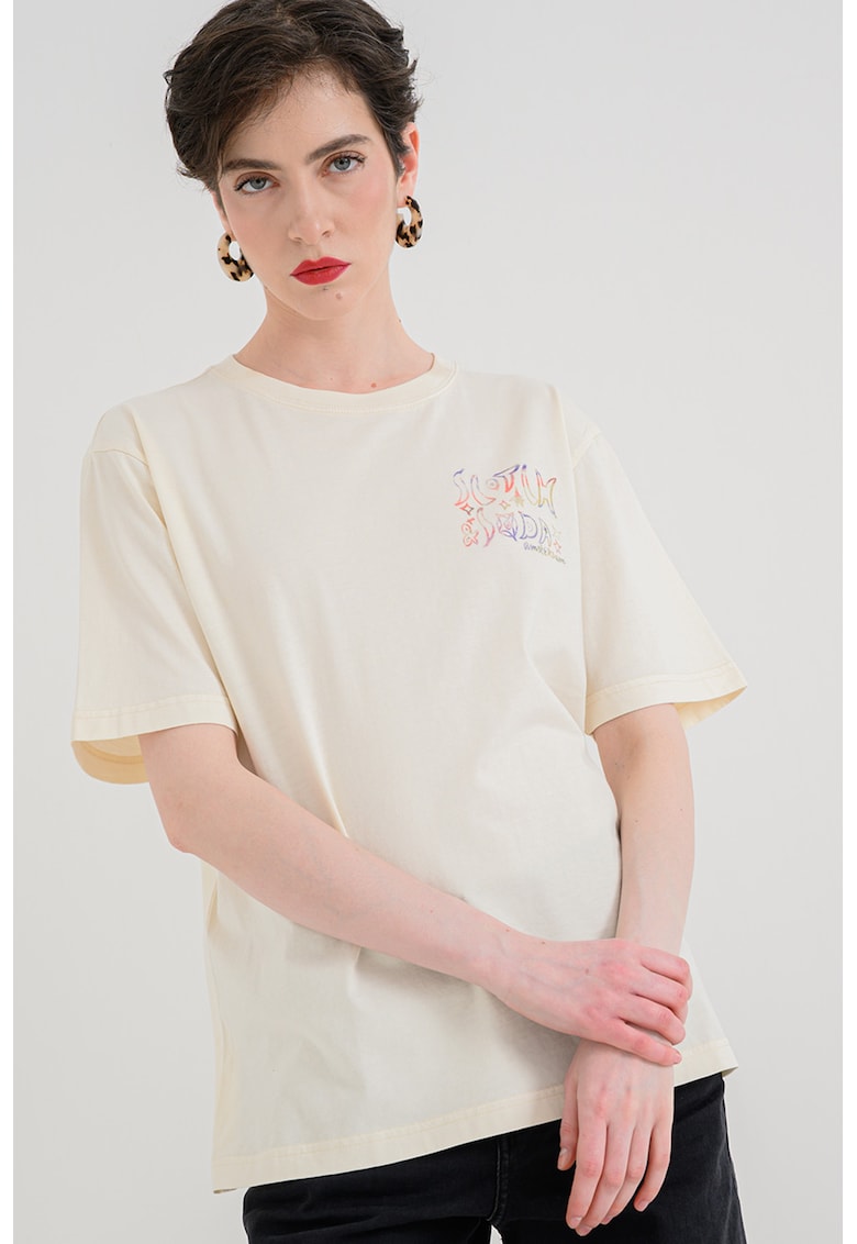 Tricou lejer cu logo - Bej deschis