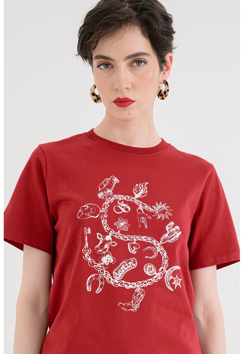 Tricou cu imprimeu grafic - Rosu inchis