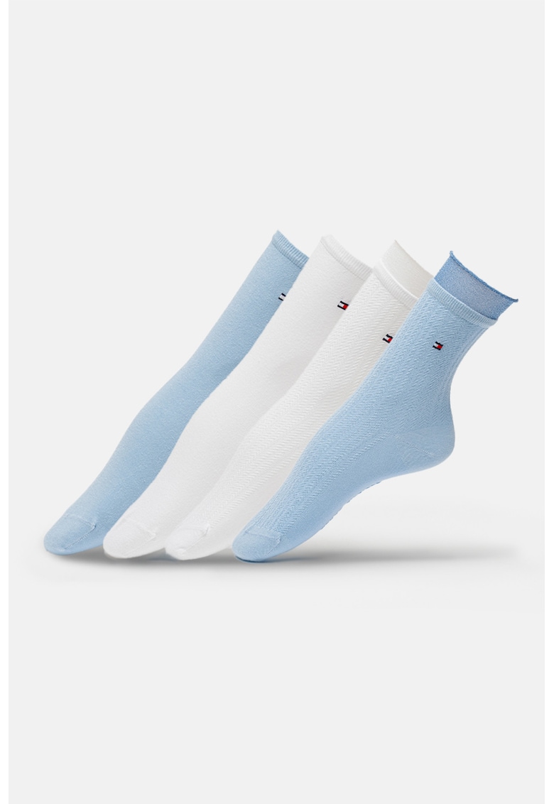 Set de sosete scurte din amestec de bumbac - 2 perechi - Albastru pastel/Alb optic