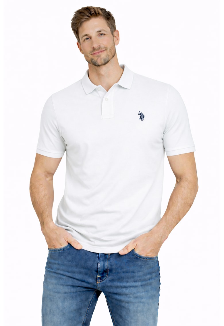 Tricou polo din bumbac cu aspect piqué