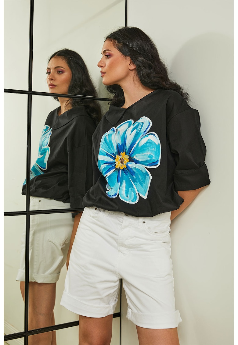 Bluza cu guler asimetric - pictata manual Magela