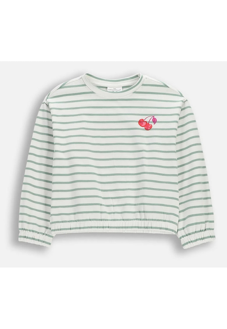 Tricou pentru fete - verde dungi - maneci lungi - Verde