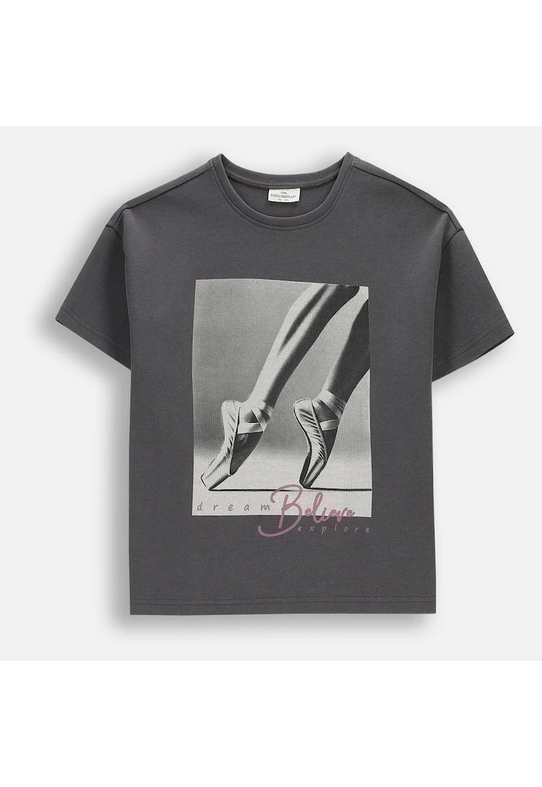 Tricou pentru fete - grafit - Gri grafit