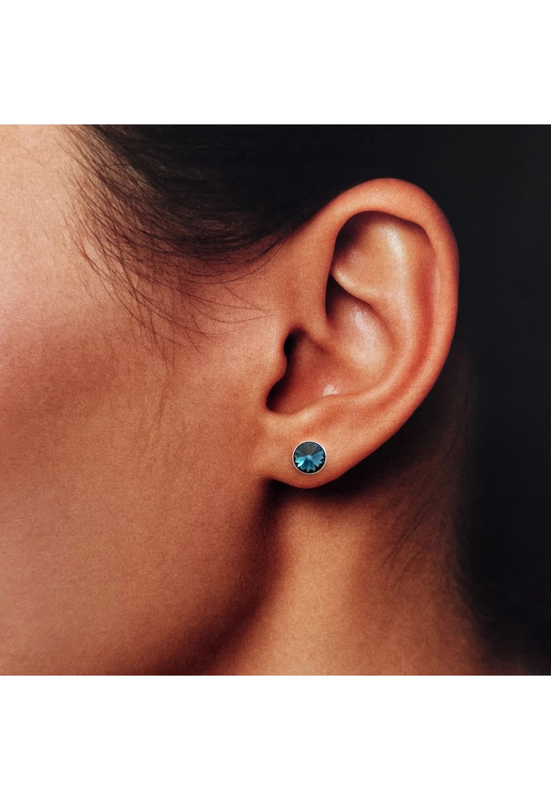 Cercei din Argint 925 cu Cristale Swarovski Albastre Inchis