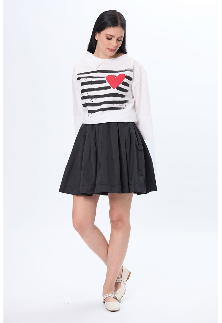 Bluza cu guler asimetric - pictata manual Inima