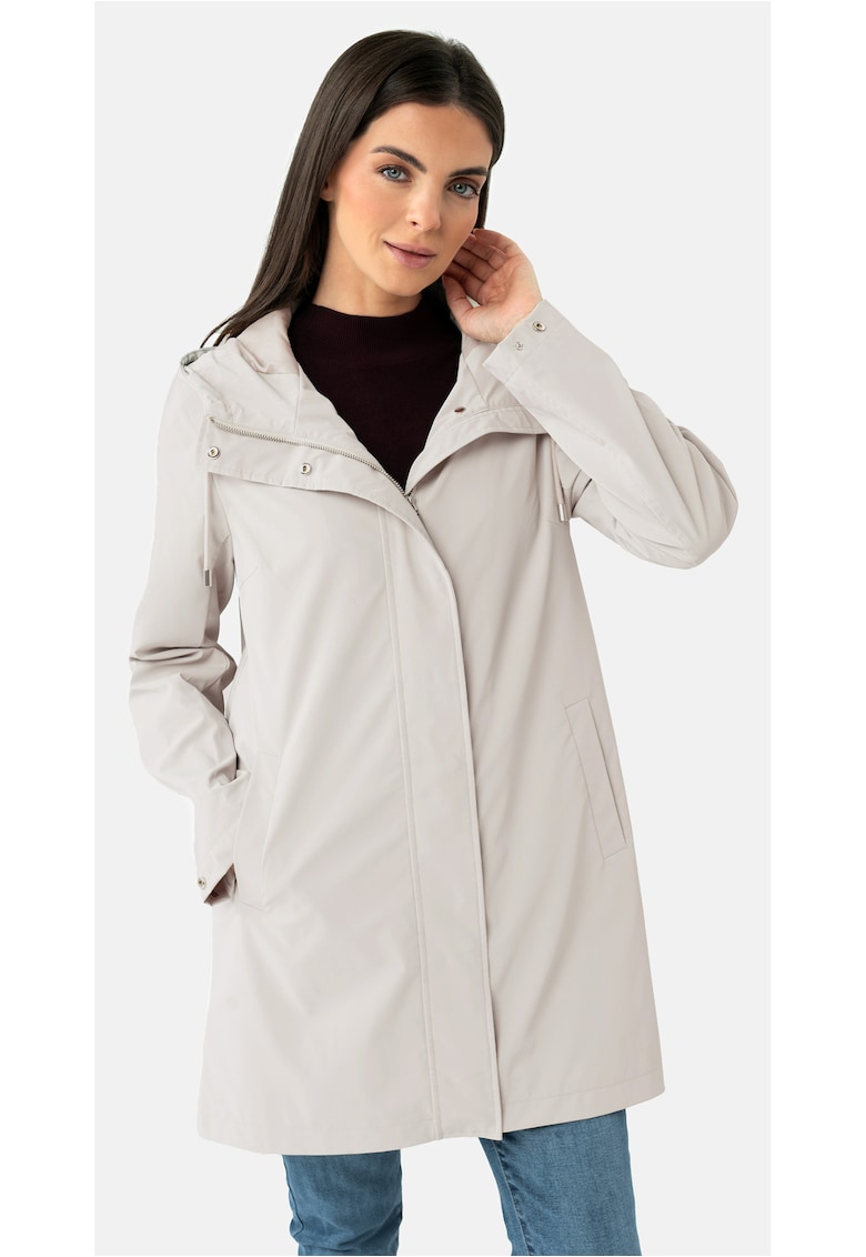 Jacheta impermeabila usoara - cu gluga - pana la coapsa - J-Gardenia - alb crem - Alb crem