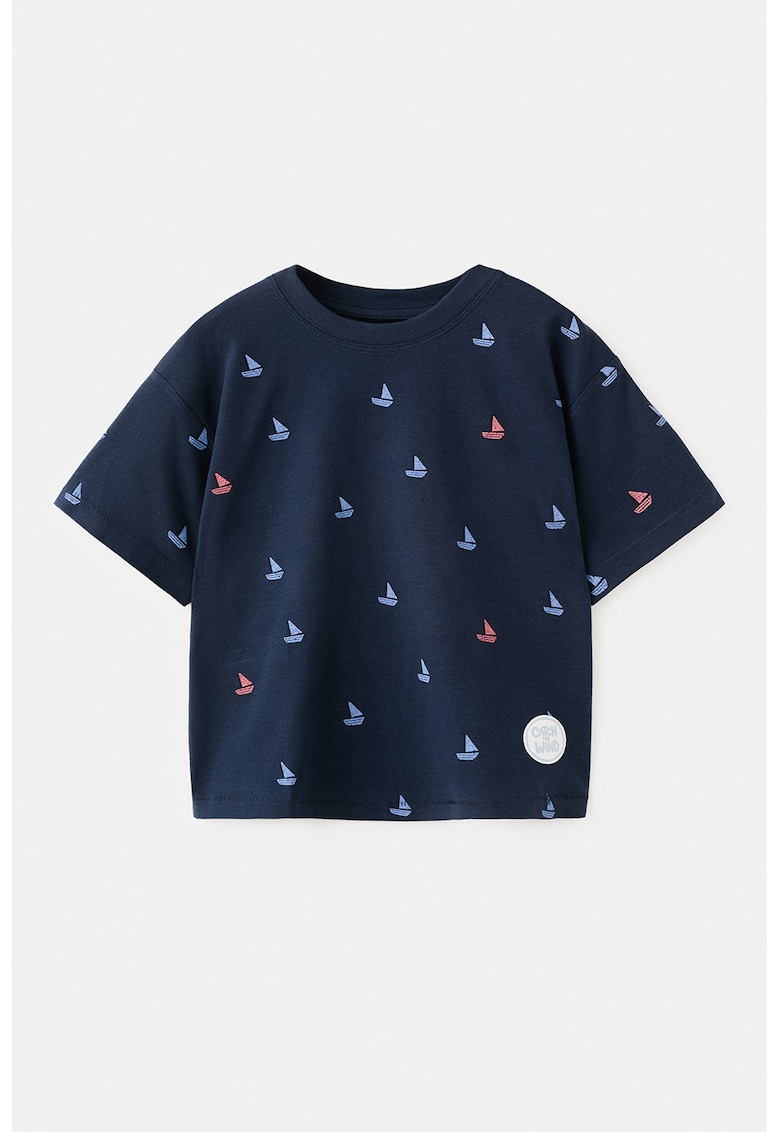 Tricou din bumbac cu model nautic - Rosu/Albastru deschis/Bleumarin