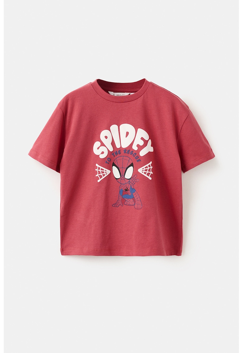 Tricou din bumbac cu imprimeu - Alb/Coral/Bleumarin