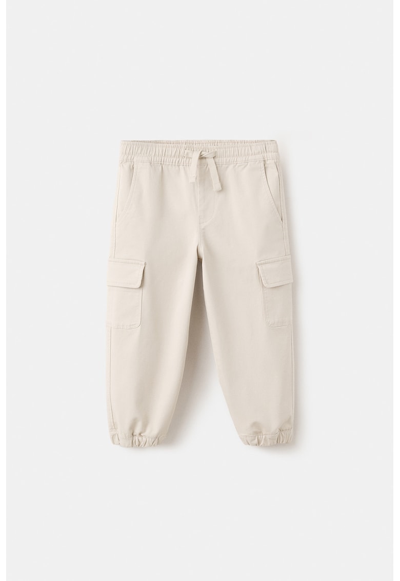 Pantaloni de trening cu buzunare cu clapa - Crem