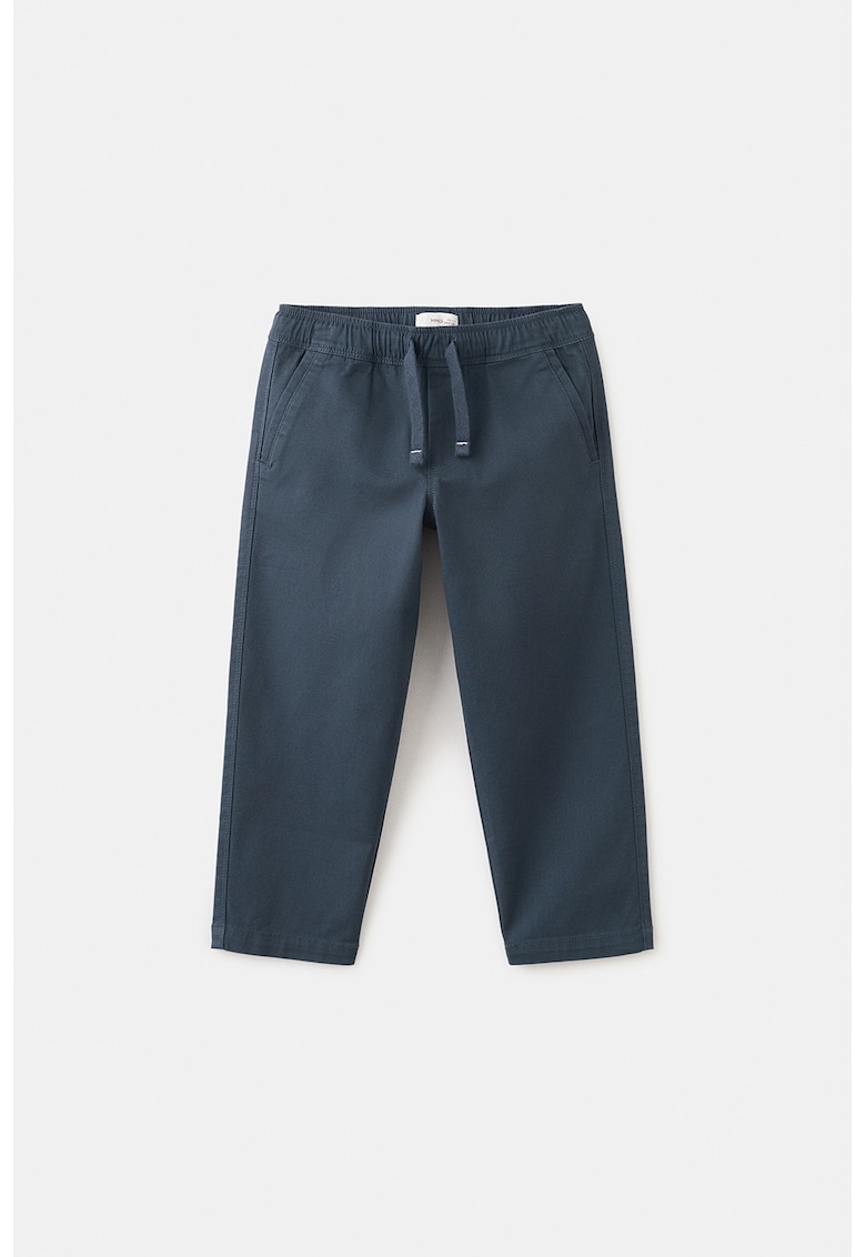 Pantaloni din amestec de bumbac cu croiala dreapta - Bleumarin