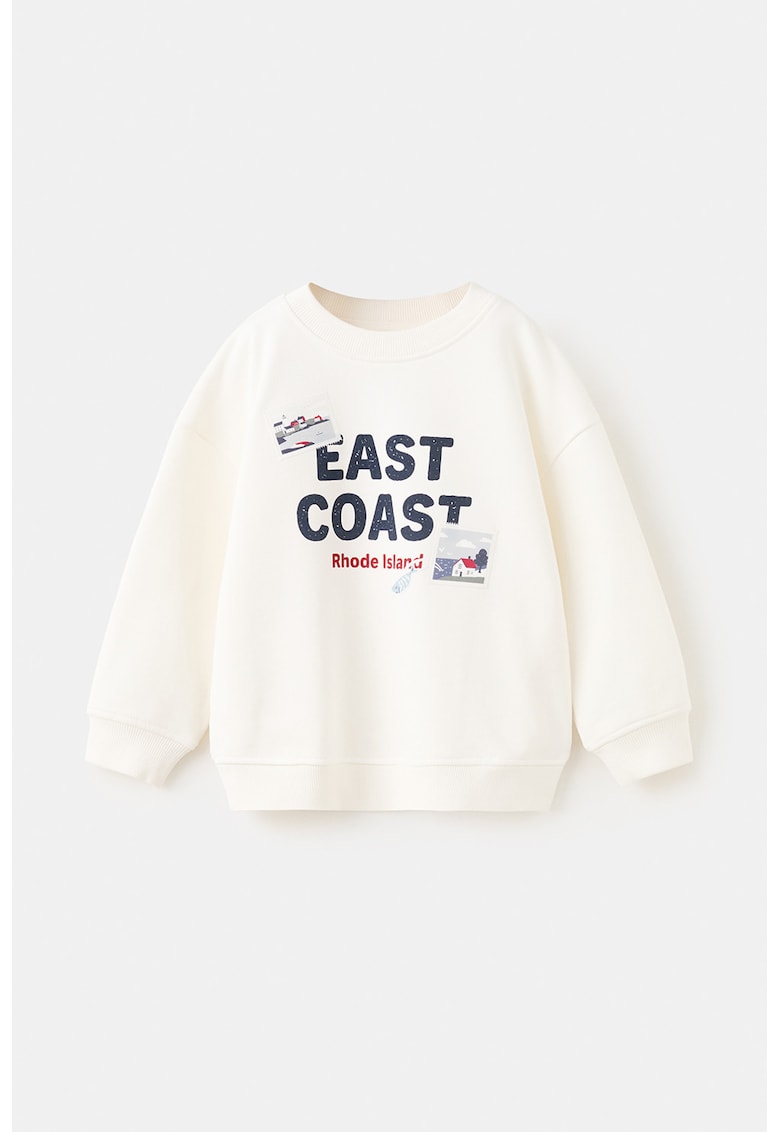 Bluza de trening din bumbac cu imprimeu foto si text - Rosu/Alb fildes/Albastru ultramarin