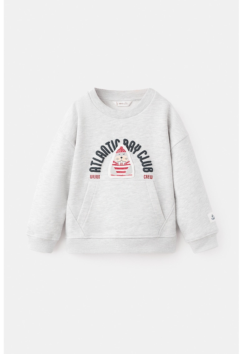 Bluza de trening cu imprimeu si buzunar kangaroo - Rosu/Gri/Albastru ultramarin