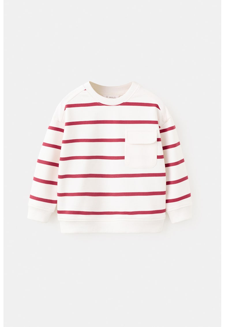 Bluza de trening cu model in dungi si buzunar cu clapa - Rosu/Alb fildes