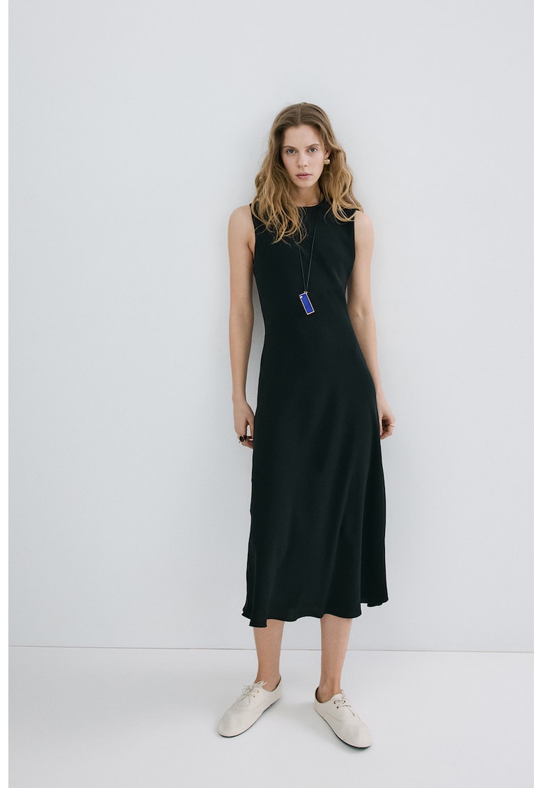 Rochie midi cu decupaj pe partea din spate - Negru